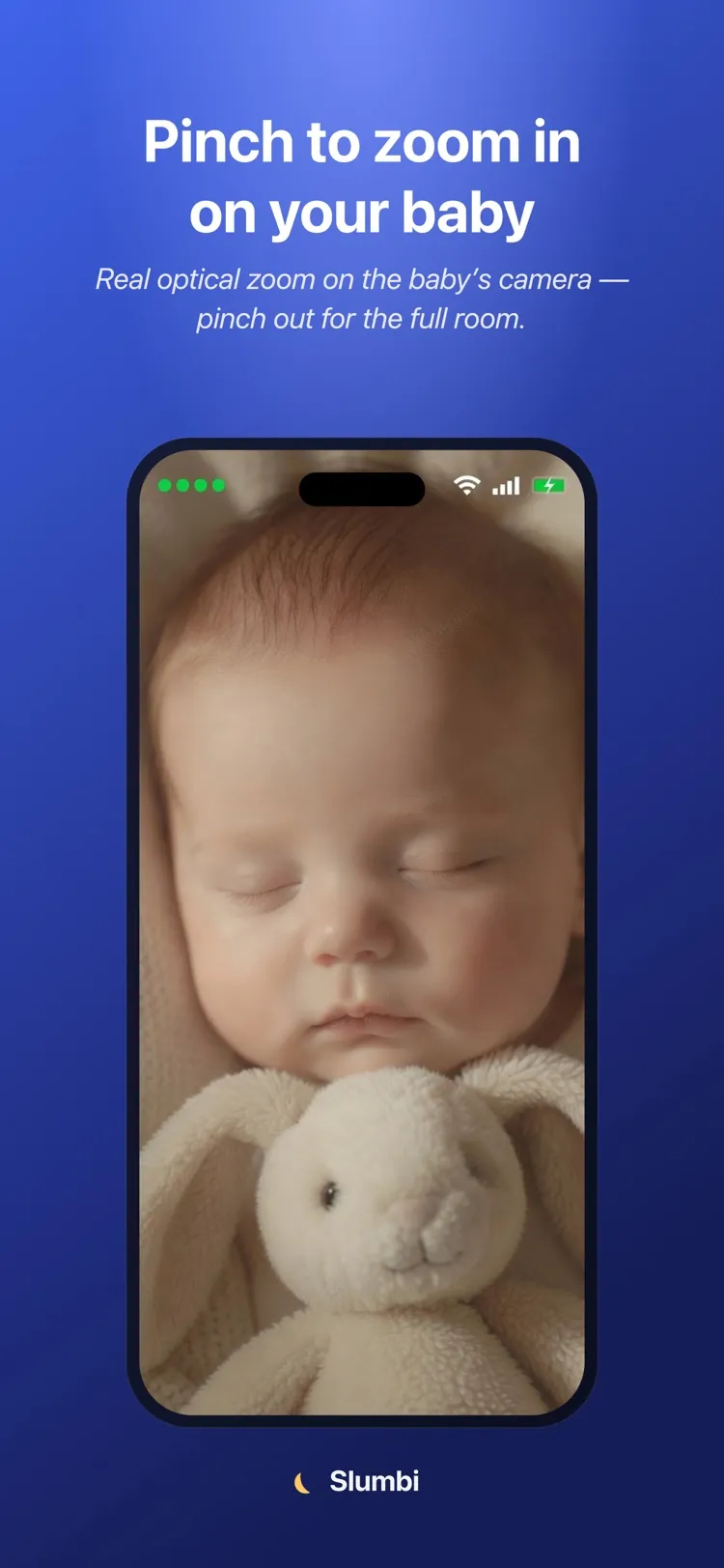 Pinch-to-zoom on the nursery camera in Slumbi